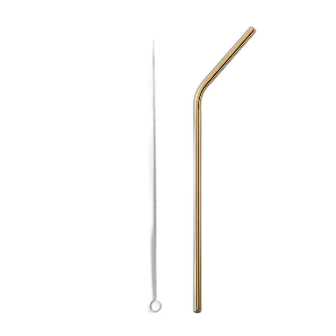 Paille réutilisable dorée - fond transparent